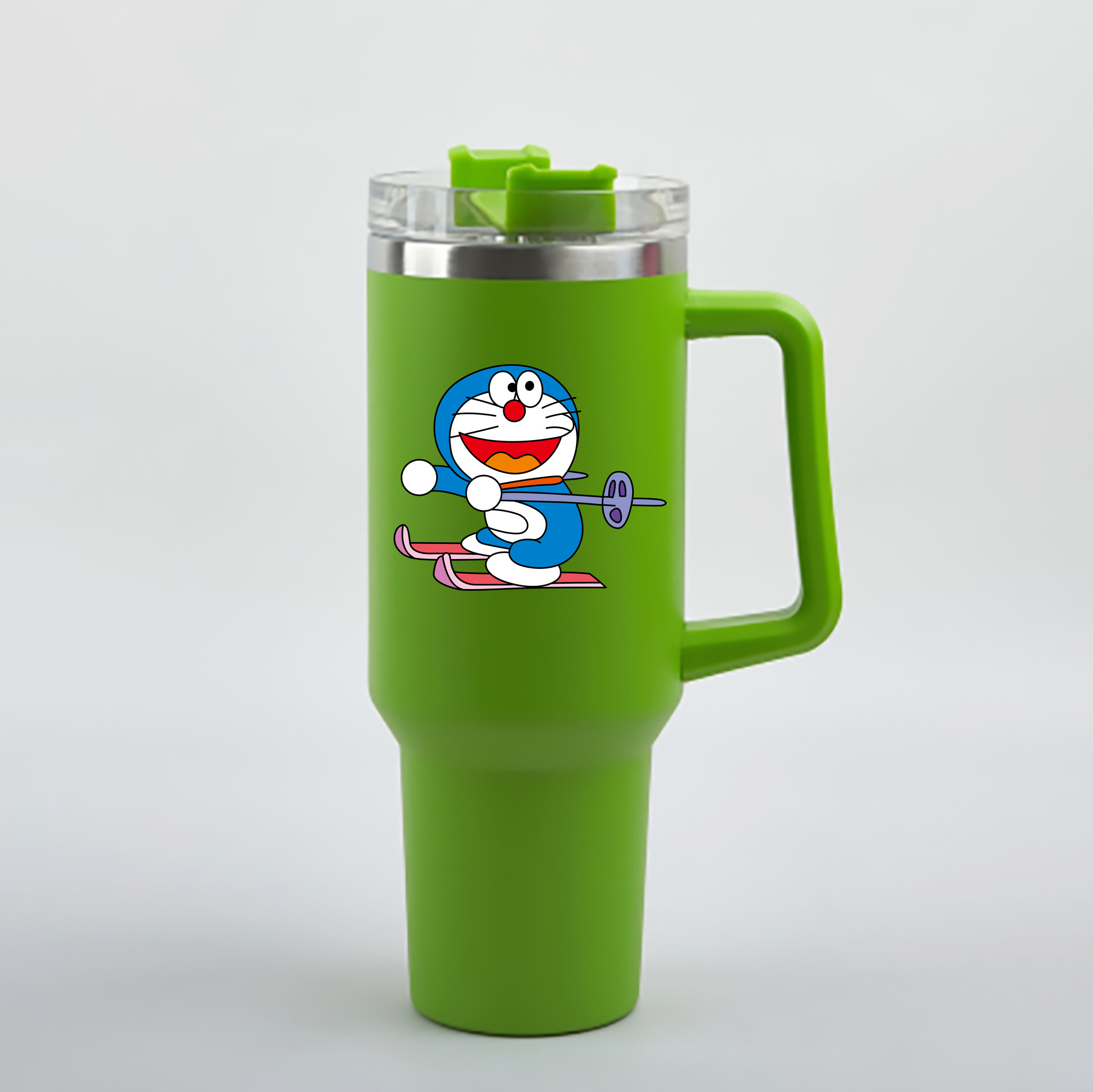 （画像用） ドラえもん Doraemon 1200mL車用タンブラー - クリスタルステッカー（プラスチックストロー付き）